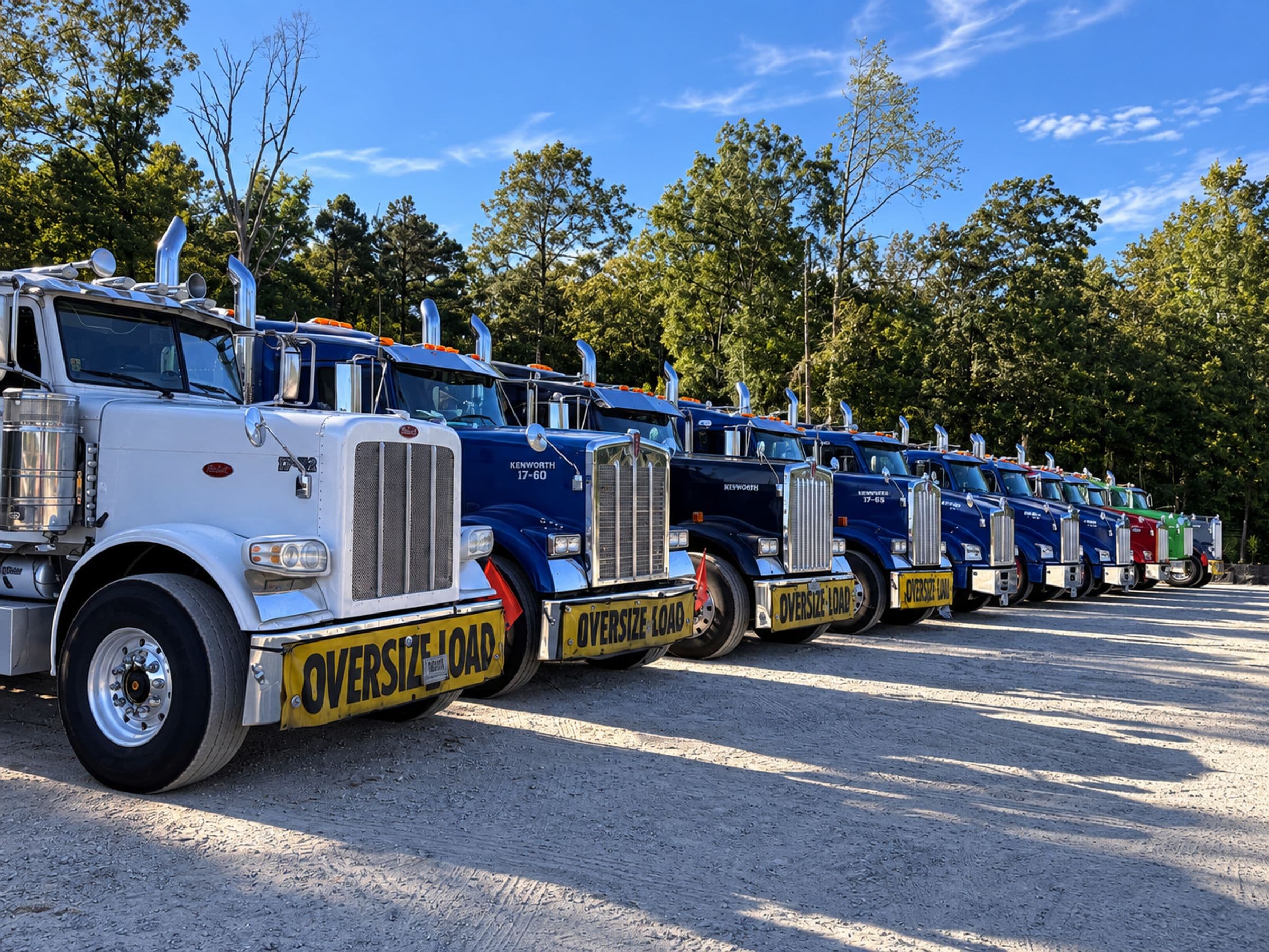 JB Harris company truck fleet lined up at the yard